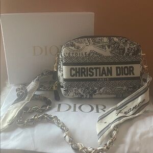 Dior Black and Cream Cosmetic Bag